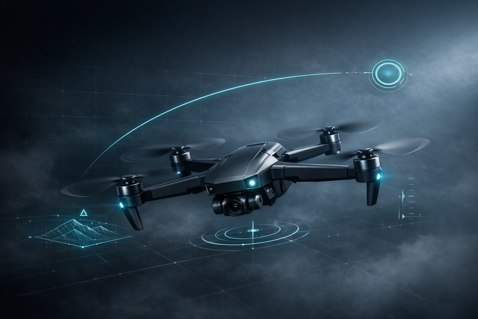 Advanced drone with AI navigation overlays